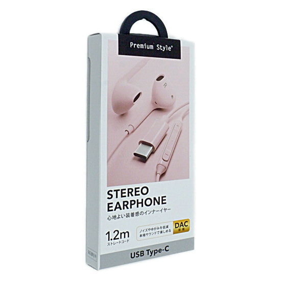 【新品】PGA　ステレオイヤホン Premium Style　PG-SEIE2PK4　ピンク