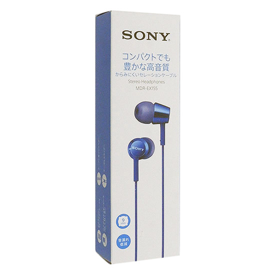 【新品】SONY　密閉型インナーイヤーレシーバー　MDR-EX155 (LI)　ブルー