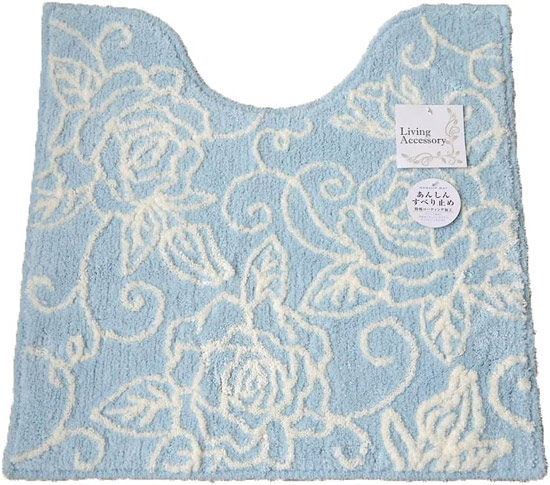 【新品】【新品(開封のみ)】 センコー　トイレマット クリアローズ2 エレガントな薔薇模様 約60×60cm　87837　ライトブルー