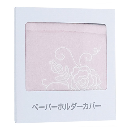 【新品】センコー　ペーパーホルダーカバー クリアローズ2 エレガントな薔薇模様　67147　ライトピンク