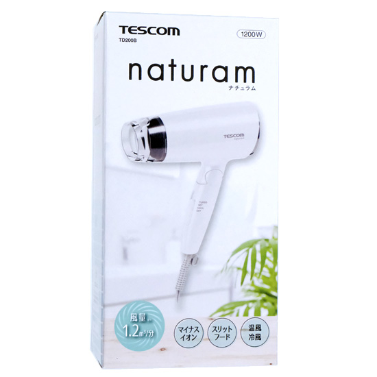 【新品】テスコム　マイナスイオンヘアードライヤー naturam TD200B-W　ホワイト