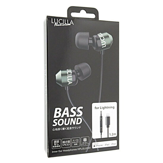 【新品】LUCILLA　Lightning 有線イヤホン　HPLGLU004GR　アルミグリーン
