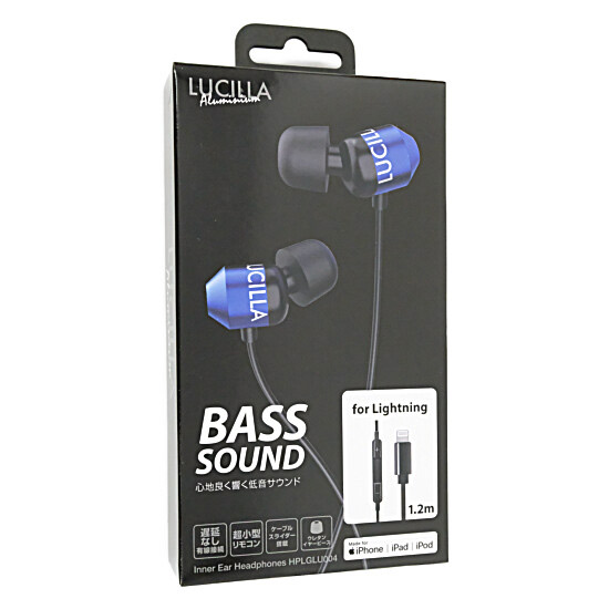 【新品】LUCILLA　Lightning 有線イヤホン　HPLGLU004BL　アルミブルー
