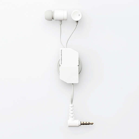 【新品】ELECOM　マイク付き巻取りイヤホン　EHP-FR10CMWH　ホワイト
