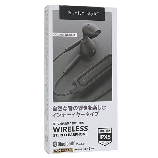 【新品】PGA　ワイヤレスステレオイヤホン Premium Style　PG-BTE12IE1BK　ブラック