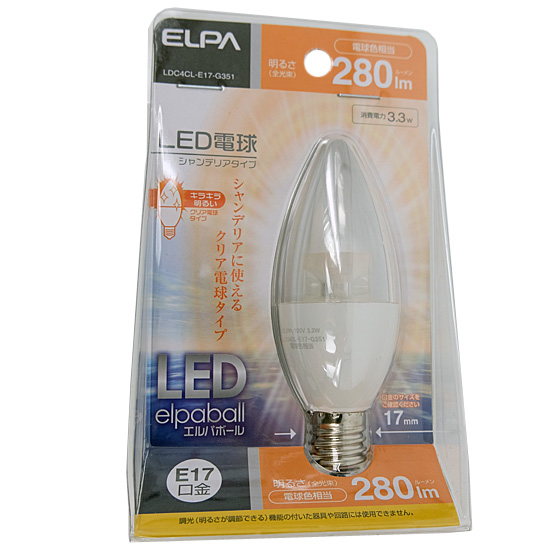 【新品】ELPA　LED電球 エルパボール LDC4CL-E17-G351　電球色