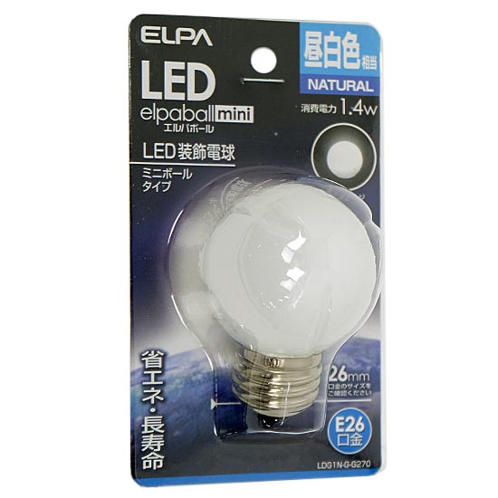 【新品】ELPA　LED電球 エルパボールmini LDG1N-G-G270　昼白色