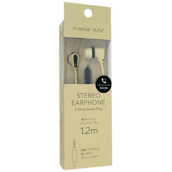 【新品】PGA　ステレオイヤホン Premium Style PG-SECE2BE4　ベージュ