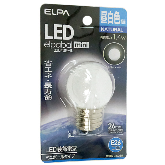 【新品】ELPA　LED電球 エルパボールmini LDG1N-G-G250　昼白色