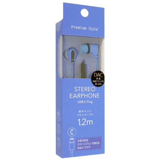 【新品】PGA　USB Type-Cコネクタ ステレオイヤホン カナルタイプ Premium Style PG-SECE4BL2　ブルー