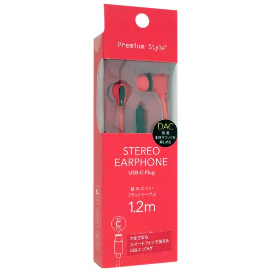 【新品】PGA　USB Type-Cコネクタ ステレオイヤホン カナルタイプ Premium Style PG-SECE4RD1　レッド