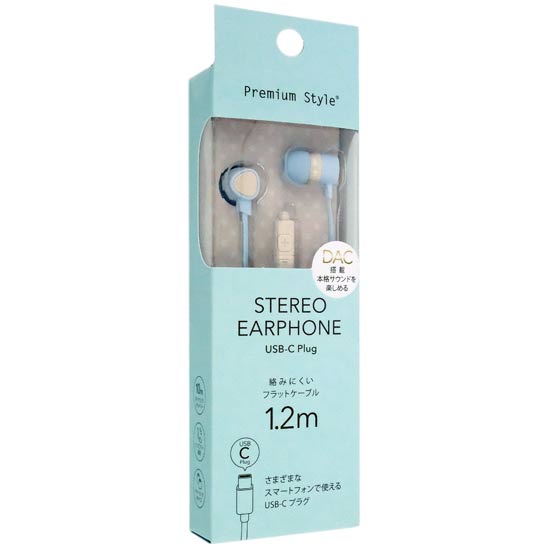 【新品】PGA　USB Type-Cコネクタ ステレオイヤホン カナルタイプ Premium Style PG-SECE3BL4　ブルー