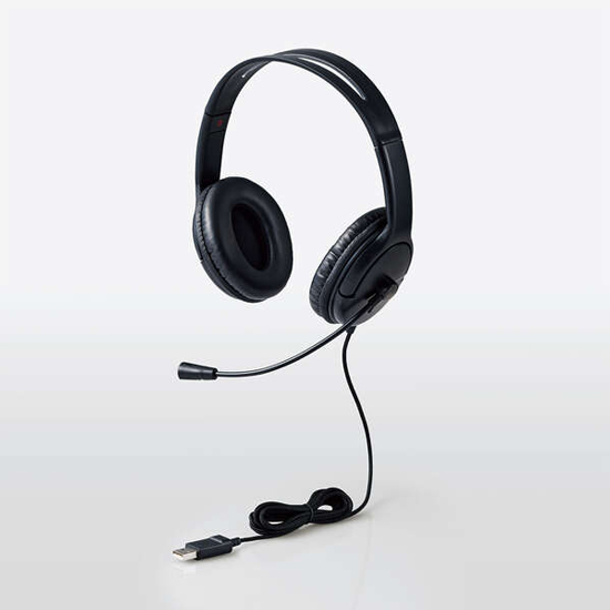 【新品】ELECOM　指向性マイク ノイズキャンセリング 大型ヘッドセット USB　HS-HP07SUBK　ブラック
