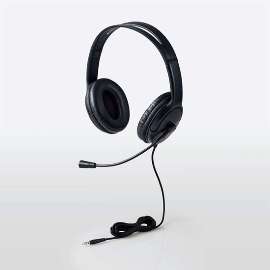 【新品】ELECOM　指向性マイク ノイズキャンセリング 大型ヘッドセット 4極　HS-HP07STBK　ブラック