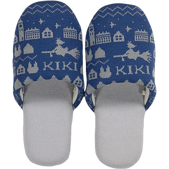 【新品】【新品(開封のみ)】 センコー　魔女の宅急便 ニットスリッパ キキニット　62413　ネイビーブルー