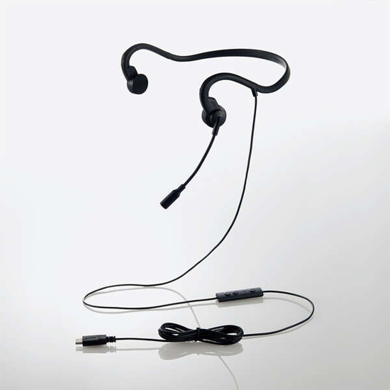 【新品】ELECOM　有線骨伝導ヘッドセット USB Type-C HS-BC05CBK　ブラック