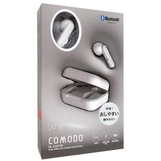 【新品】たのしいかいしゃ　完全ワイヤレスイヤホン いい音 COMODO　TA-CO1TW HWH　ヘブンリーホワイト