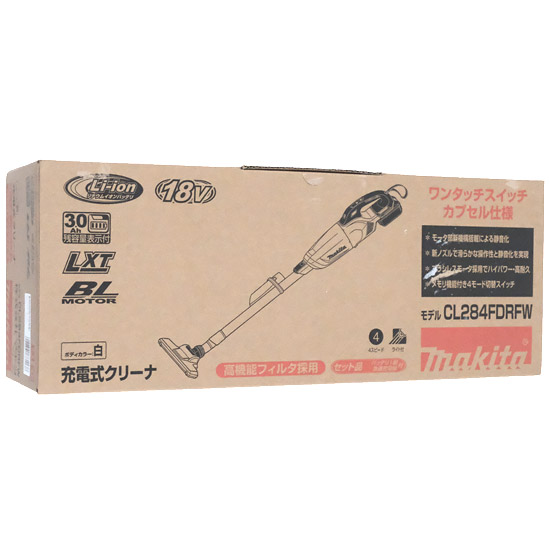 【新品】【新品(開封のみ・箱きず・やぶれ)】 マキタ　充電式クリーナ 18V バッテリー・充電器付　CL284FDRFW　白