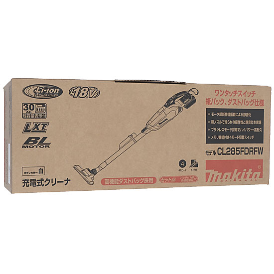 【新品】マキタ　充電式クリーナ 18V バッテリー・充電器付　CL285FDRFW　白