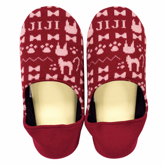 【新品】【新品(開封のみ)】 センコー　ニット生地のくつろぎスリッパ 魔女の宅急便 ジジかかとニット　65367