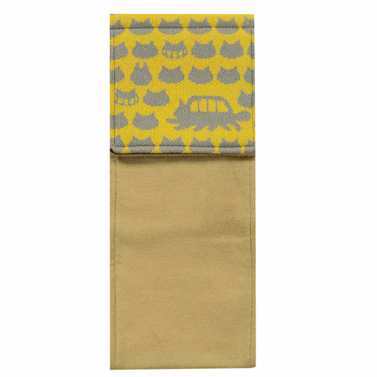 【新品】センコー　ニット生地のペーパーホルダーカバー ネコバスニット　65731　イエロー