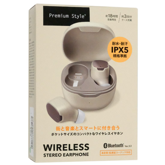 【新品】PGA　完全ワイヤレス ステレオイヤホン カナルタイプ Premium Style　PG-BTE17TW5BE　ベージュ