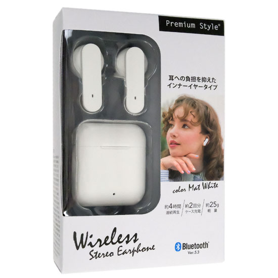 【新品】PGA　完全ワイヤレス ステレオイヤホン Premium Style　PG-BTE18TW6WH　マットホワイト