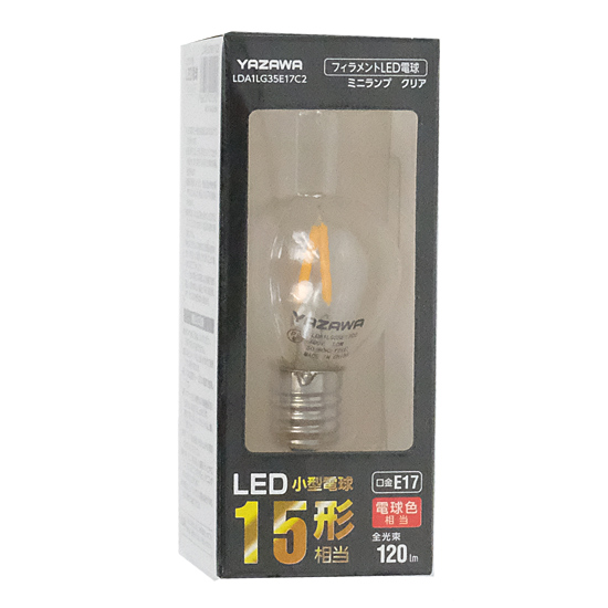 【新品】YAZAWA　フィラメントLED 15W S35 ミニランプ形 E17 CL　LDA1LG35E17C2　電球色