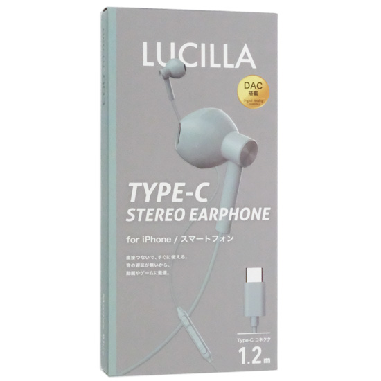 【新品】LUCILLA　高音質Type-Cイヤホン　HPTCLU003MB　モーヴブルー