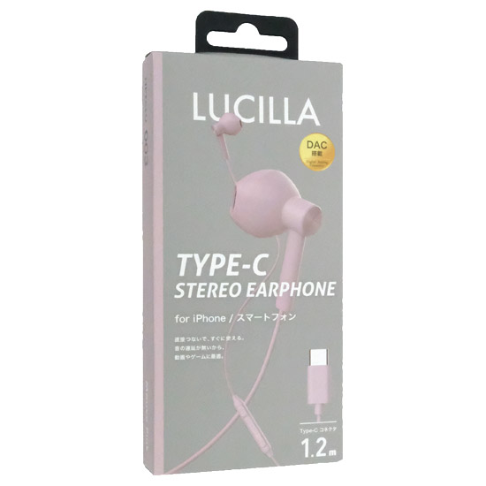 【新品】LUCILLA　高音質Type-Cイヤホン　HPTCLU003MP　モーヴピンク