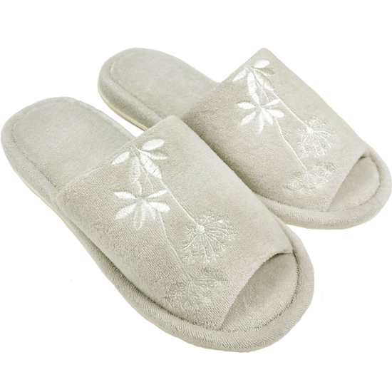 【新品】【新品(開封のみ)】 センコー　スリッパ 植物モチーフがオシャレなトイレタリー サリナ フリーサイズ　67468　グレー