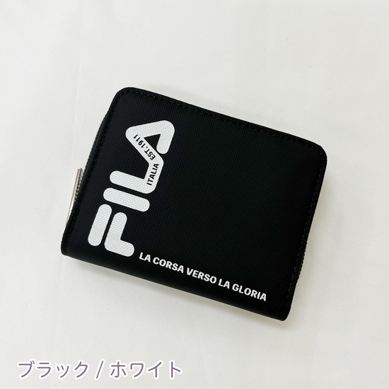 【新品】FILA　FILAポリプリント ラウンドファスナー札入れ　FIMS-0356　ブラック/ホワイト