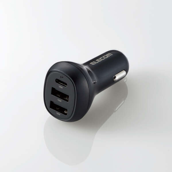 【新品】ELECOM　3ポートシガーチャージャー　MPA-CCPD06BK　ブラック