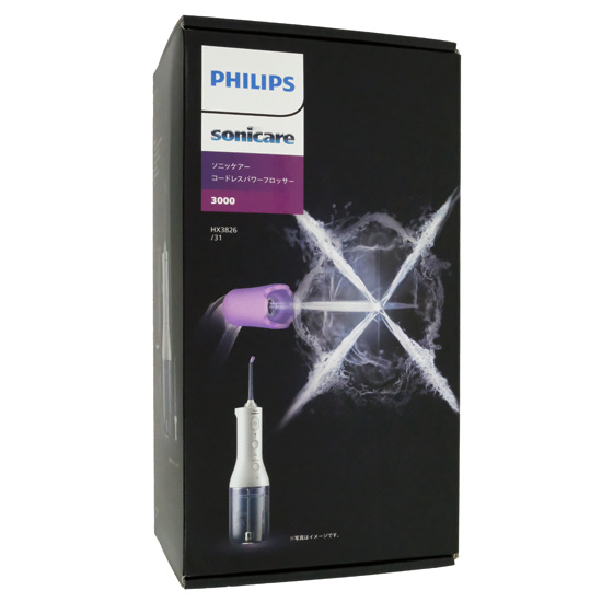 【新品】【新品訳あり(箱きず・やぶれ)】 PHILIPS　口腔洗浄器 ソニッケアー コードレスパワーフロッサー3000　HX3826/31　ホワイト