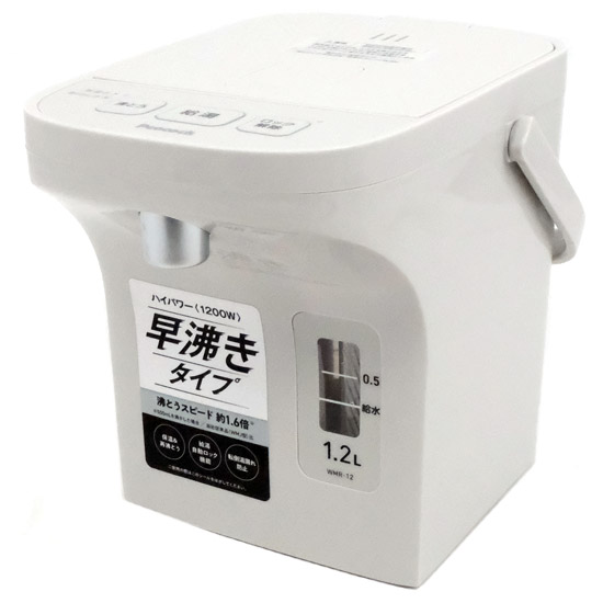 【新品】ピーコック　電気ポット 電動給湯式 早沸きタイプ 1.2L　WMR-12(WH)　アッシュホワイト