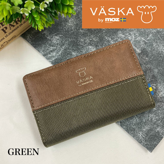 【新品】【新品(開封のみ)】 VASKA by moz　グルーシス L字ファスナー札入れ　VS-0122　グリーン