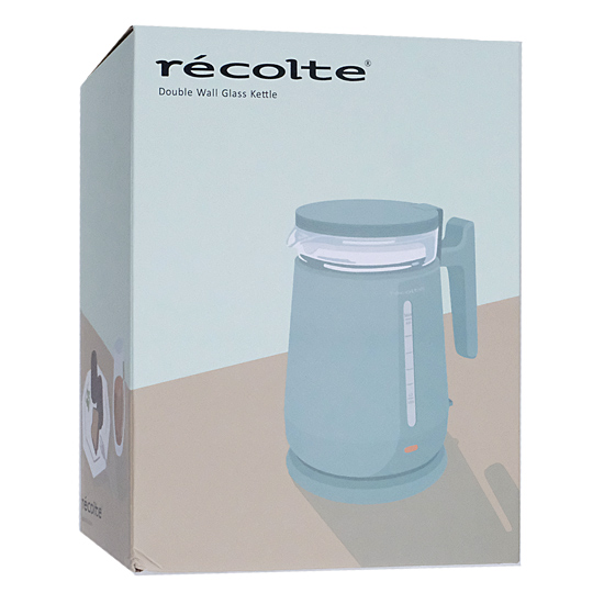 【新品】【新品訳あり(箱きず・やぶれ)】 レコルト　ダブルウォール ガラスケトル　RDG-1　ペールブルー