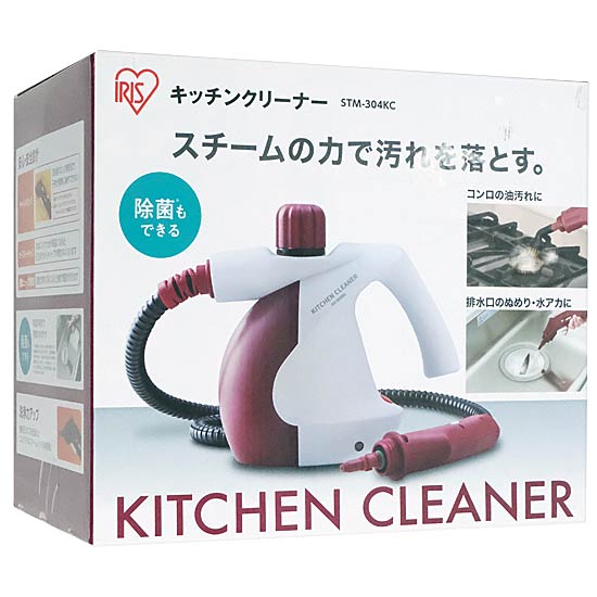 【新品】【新品(開封のみ・箱きず・やぶれ)】 IRIS OHYAMA　キッチンクリーナー　STM-304KC　ホワイト/レッド