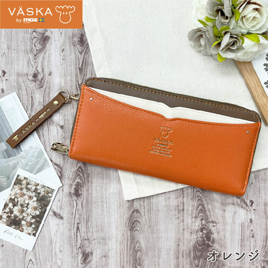 【新品】【新品(開封のみ)】 VASKA by moz　シルフィー ラウンドファスナー長財布　VS-0331　オレンジ