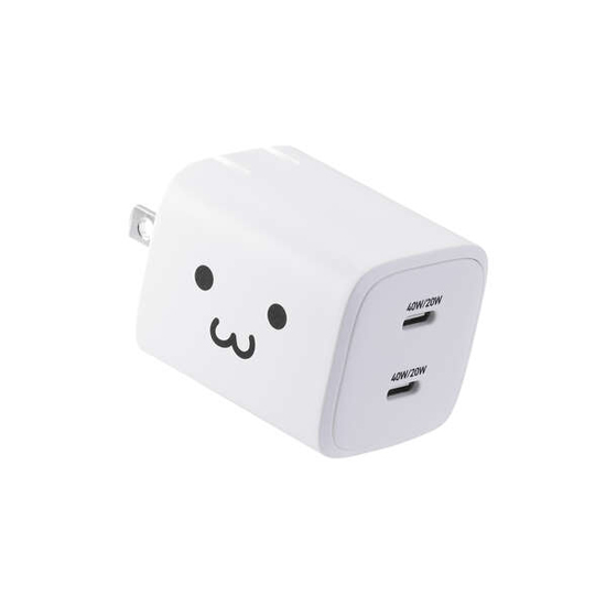 【新品】ELECOM　USB Power Delivery 40W AC充電器　MPA-AC10640WF　しろちゃん(ホワイト×ブラック)
