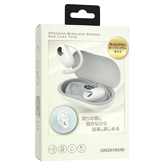 【新品】グリーンハウス　オープンイヤーワイヤレスイヤホン イヤーフックタイプ　GH-OWSA-WH　ホワイト