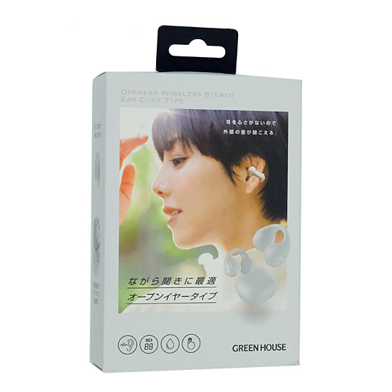【新品】グリーンハウス　オープンイヤー ワイヤレスイヤホン イヤーカフタイプ GH-OWSB-WH　ホワイト