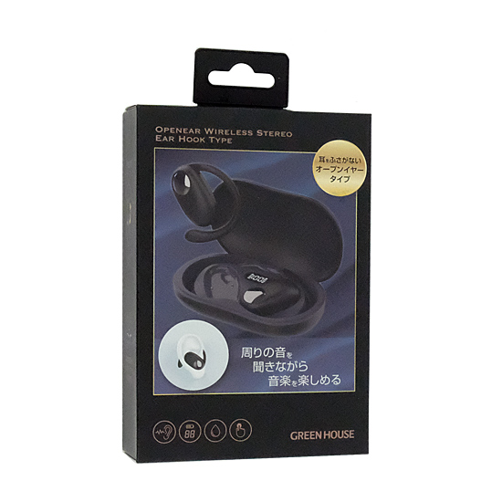 【新品】グリーンハウス　オープンイヤーワイヤレスイヤホン イヤーフックタイプ　GH-OWSA-BK　ブラック