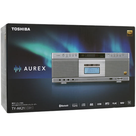 【新品】【新品訳あり(箱きず・やぶれ)】 TOSHIBA　SD/USB/CDラジオカセットレコーダー AUREX　TY-AK21(S)　シルバー