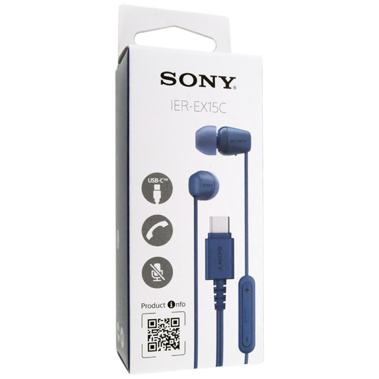 【新品】SONY製　Type-C接続 ステレオヘッドホン IER-EX15C (L)　ブルー