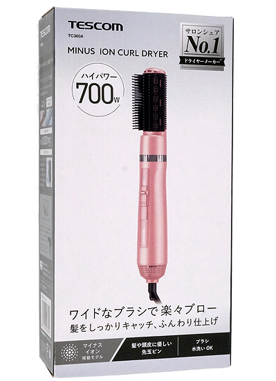 【新品】【新品(開封のみ・箱きず・やぶれ)】 テスコム　マイナスイオン カールドライヤー　TC360A-P　ピンク