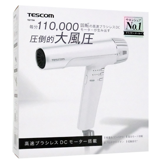 【新品】【新品(開封のみ・箱きず・やぶれ)】 テスコム　プロテクトイオンヘアードライヤー　TD770A-W　ホワイト