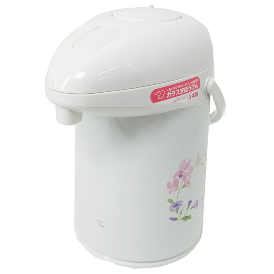 【新品】ZOJIRUSHI　ガラスエアーポット 押すだけポット 2.2L　AB-RC22(FW)　リースフラワー