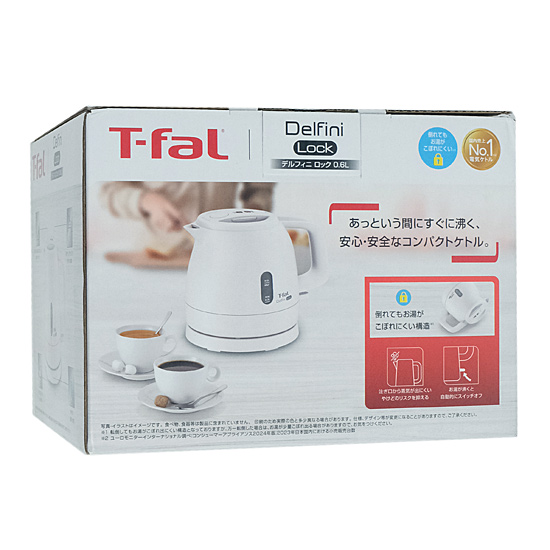 【新品】T-fal　電気ケトル デルフィニ ロック 0.6L　KO1601JP　ホワイト