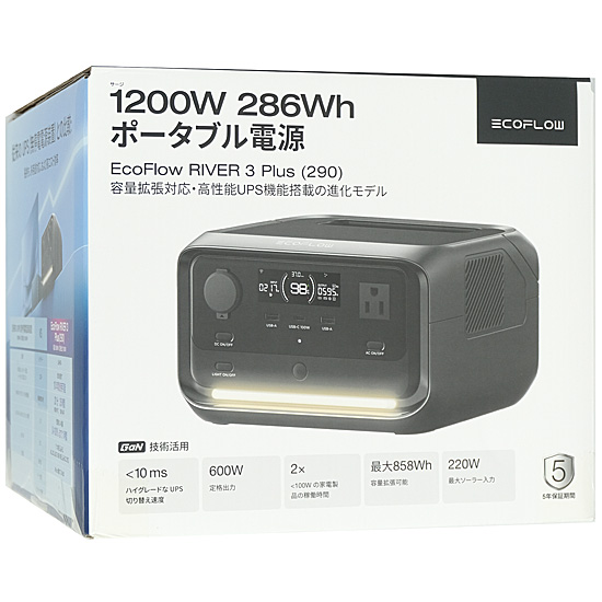 【新品】EcoFlow　ポータブル電源 RIVER 3 Plus (290)　EFRIVER3PLUS-JP-CBOX